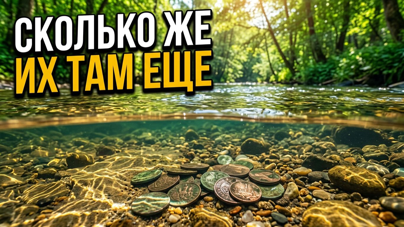 Поднимаю старинные монеты со дна реки